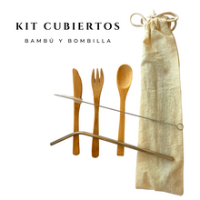 Cargar imagen en el visor de la galería, Kit cubiertos de bambú-Articulo ecologico-chilesano-chilesano
