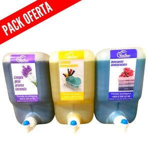 Pack: Detergente Ropa, Lavaloza y Limpia Piso RECARGABLES (10 litros c/u)-chilesano-Pack 3 recargables-chilesano